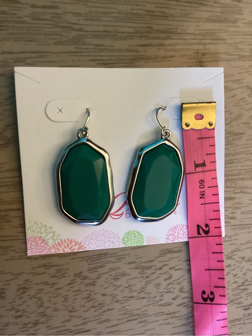 Premier Designs Abstract Green Jewel Stone Dangle Earrings New - Picture 7 of 7